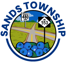 Sands Township logo with roads and blueberries.