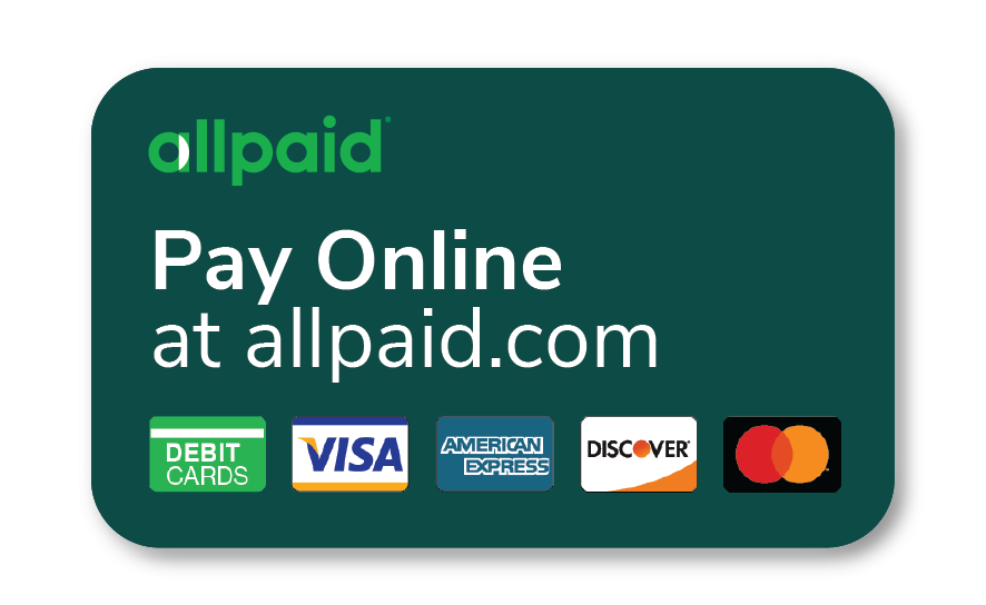 Pay online at allpaid.com with major credit cards